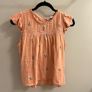 Lucky Brand coral floral blouse